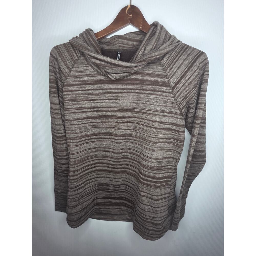 KÜHL Brown Striped Fleece-Lined Hooded Sweatshirt Size M Gorpcore Hiking Cozy